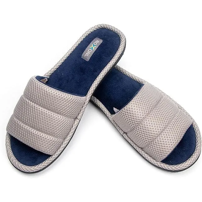 Roxoni Plush Slippers for Men Open Toe House Slippers for Superior Comfort