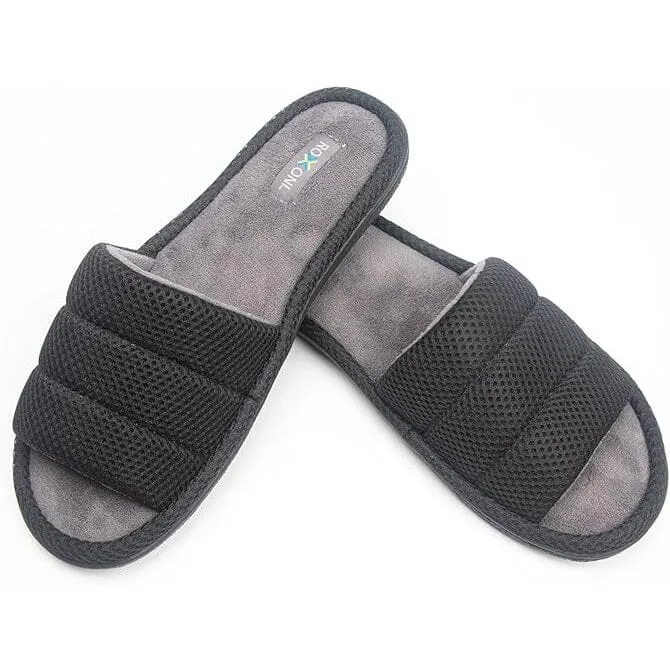 Roxoni Plush Slippers for Men Open Toe House Slippers for Superior Comfort