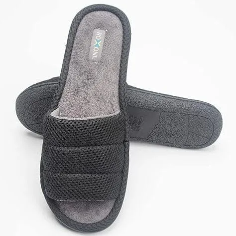 Roxoni Plush Slippers for Men Open Toe House Slippers for Superior Comfort