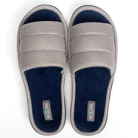Roxoni Plush Slippers for Men Open Toe House Slippers for Superior Comfort