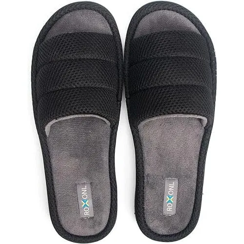 Roxoni Plush Slippers for Men Open Toe House Slippers for Superior Comfort