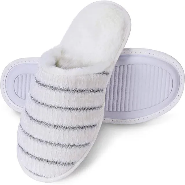 Roxoni Women Slipper Cozy Memory Foam, Indoor Outdoor Rubber Sole