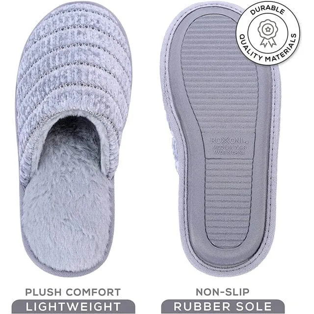 Roxoni Women Slipper Cozy Memory Foam, Indoor Outdoor Rubber Sole
