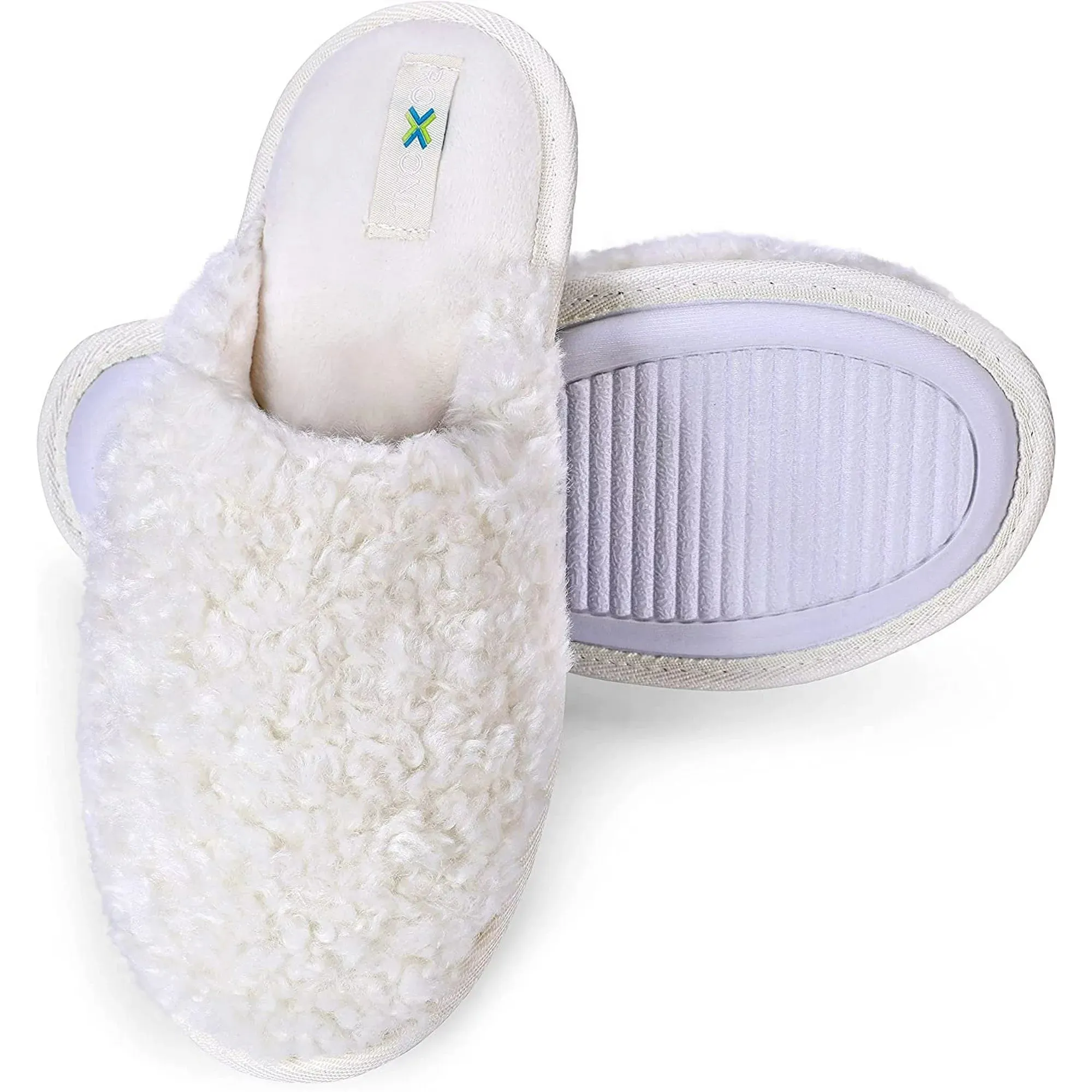 Roxoni Women Slipper Cozy Memory Foam, Indoor Outdoor Rubber Sole
