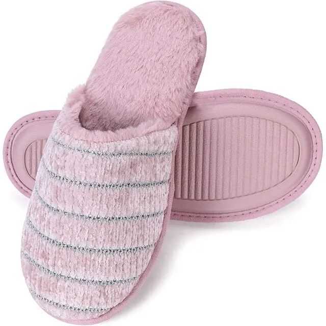 Roxoni Women Slipper Cozy Memory Foam, Indoor Outdoor Rubber Sole