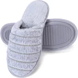 Roxoni Women Slipper Cozy Memory Foam, Indoor Outdoor Rubber Sole