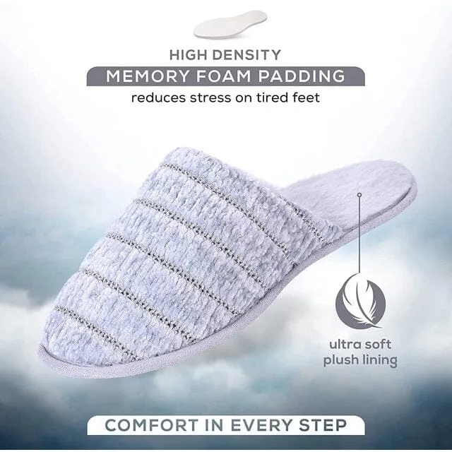 Roxoni Women Slipper Cozy Memory Foam, Indoor Outdoor Rubber Sole
