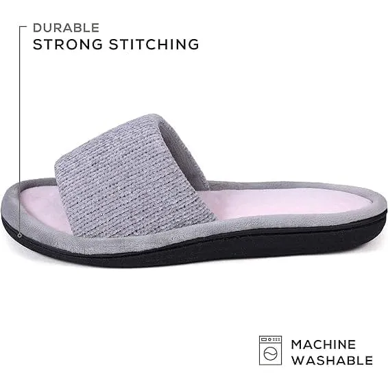 Roxoni Women Slippers Soft Open Toe Slide, Indoor Outdoor Rubber Sole