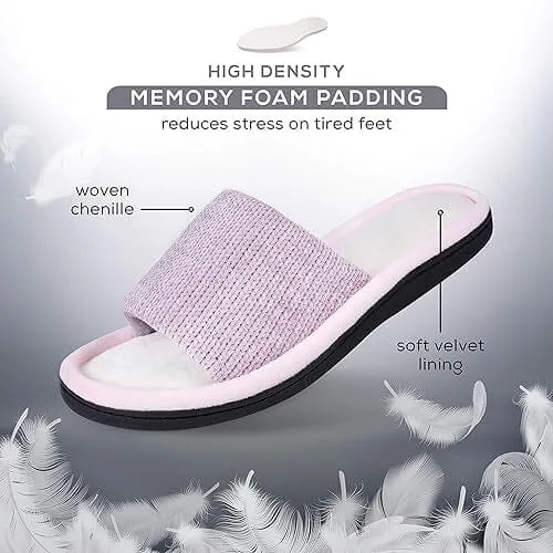 Roxoni Women Slippers Soft Open Toe Slide, Indoor Outdoor Rubber Sole
