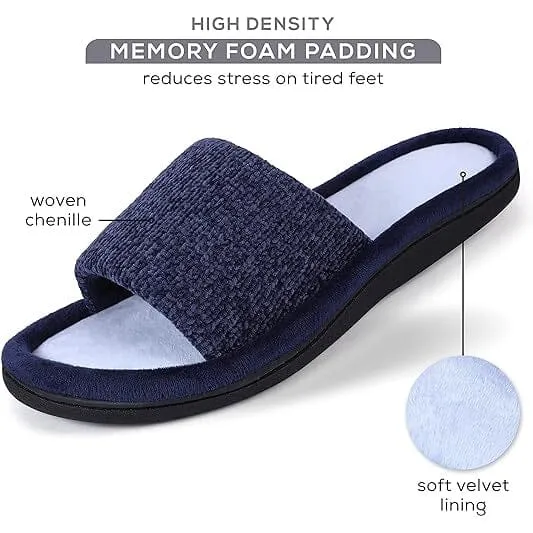 Roxoni Women Slippers Soft Open Toe Slide, Indoor Outdoor Rubber Sole