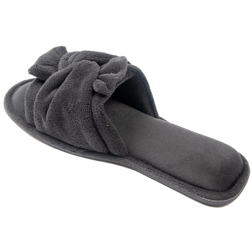 Roxoni Women's Indoor Twist Ribbon Plus Open Toe House Slippers