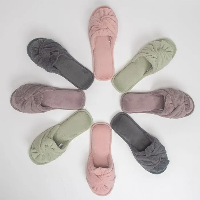 Roxoni Women's Indoor Twist Ribbon Plus Open Toe House Slippers