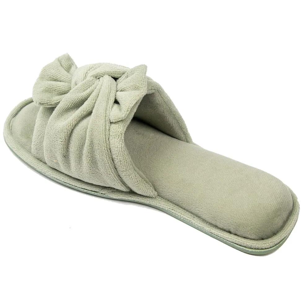 Roxoni Women's Indoor Twist Ribbon Plus Open Toe House Slippers