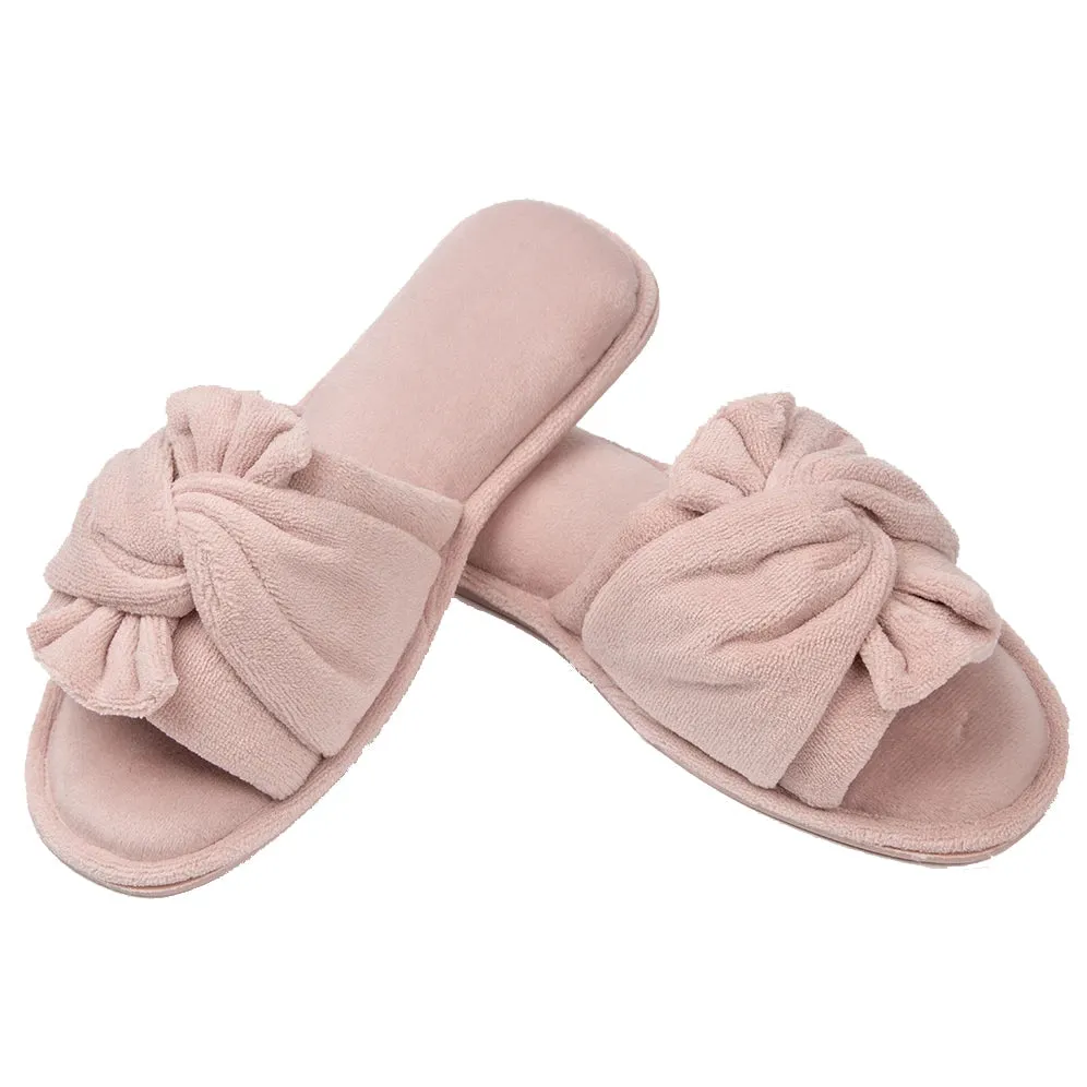 Roxoni Women's Indoor Twist Ribbon Plus Open Toe House Slippers
