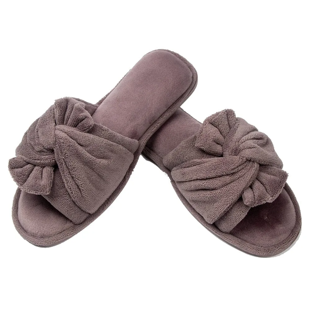 Roxoni Women's Indoor Twist Ribbon Plus Open Toe House Slippers