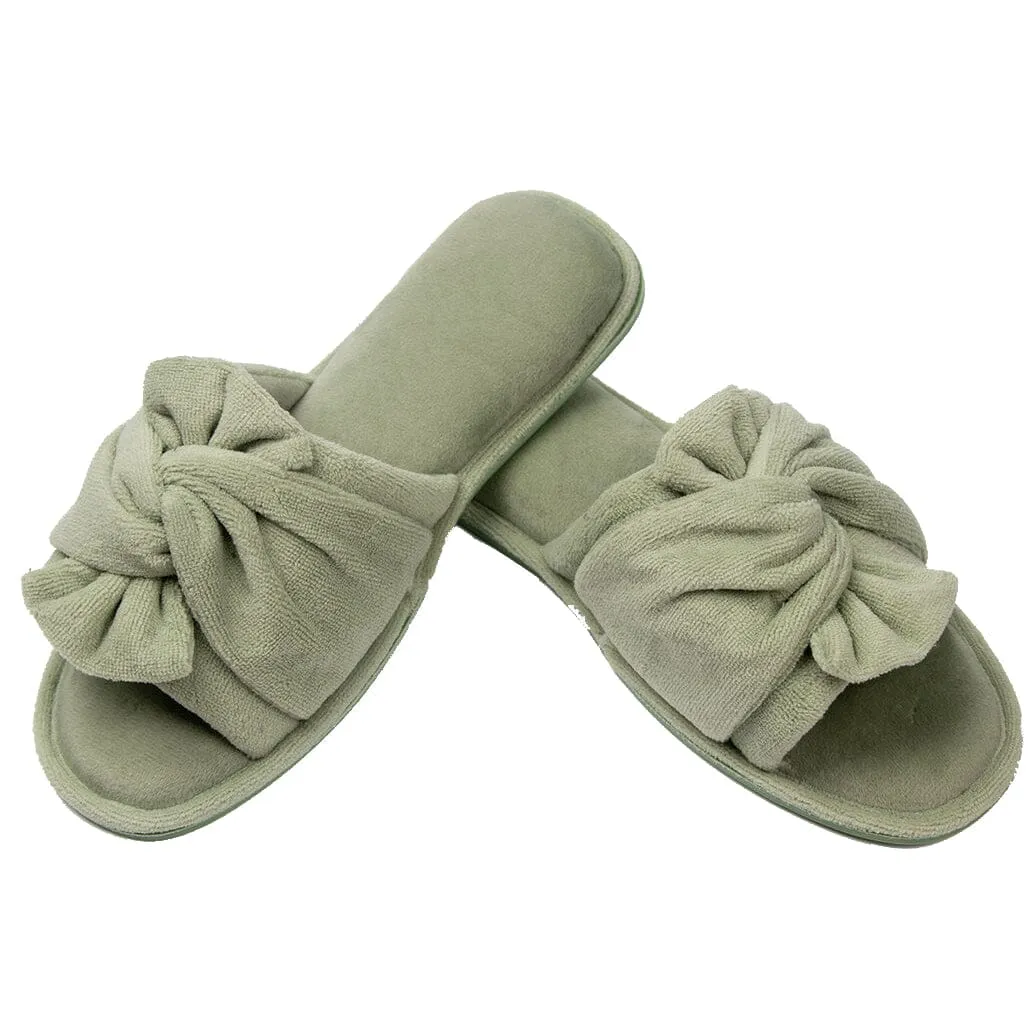 Roxoni Women's Indoor Twist Ribbon Plus Open Toe House Slippers