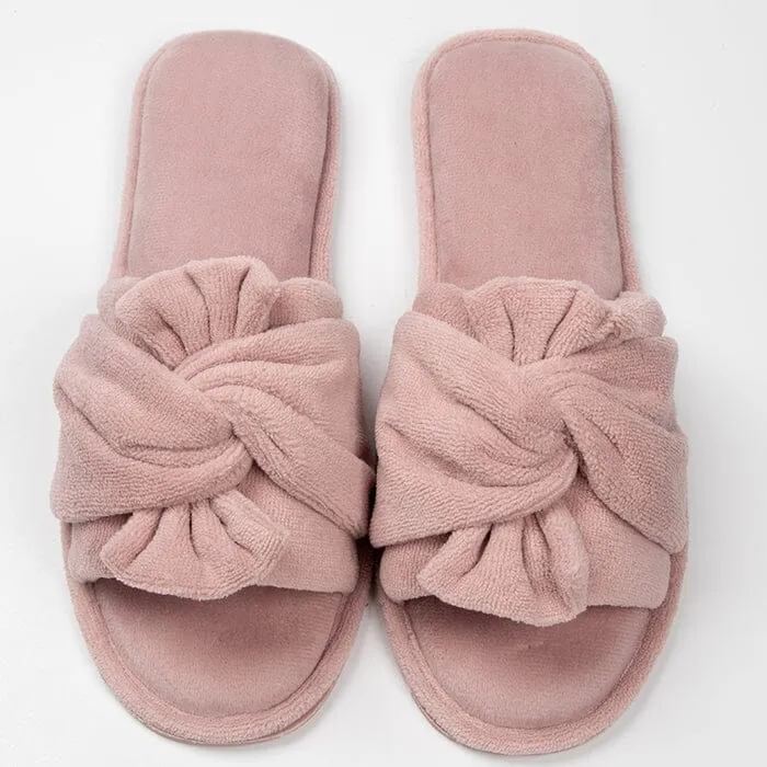 Roxoni Women's Indoor Twist Ribbon Plus Open Toe House Slippers