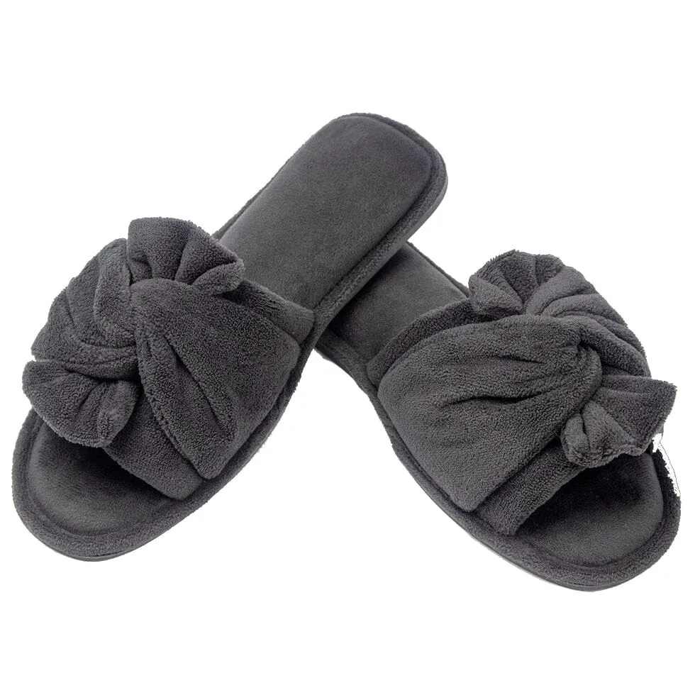Roxoni Women's Indoor Twist Ribbon Plus Open Toe House Slippers