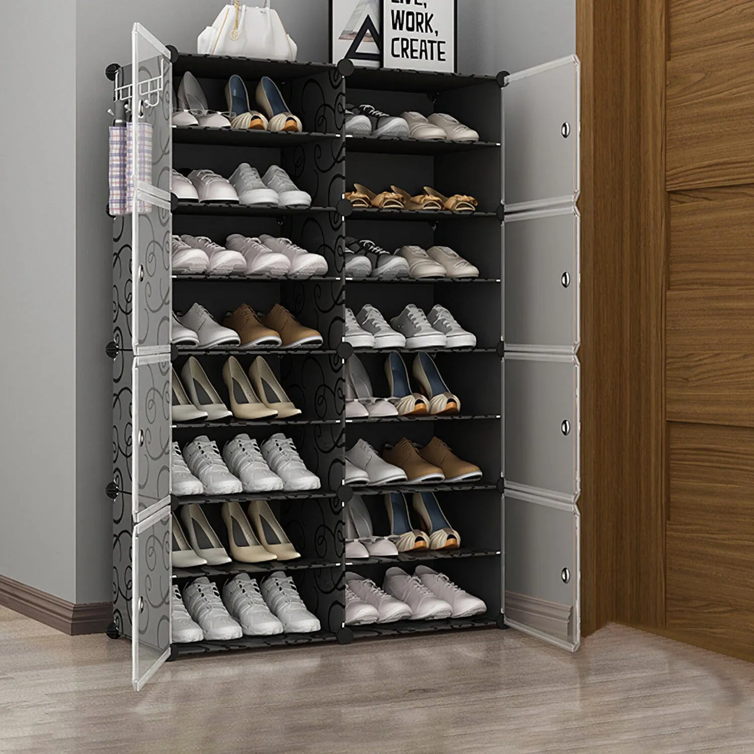 Shoe Rack Organizer with Transparent Doors