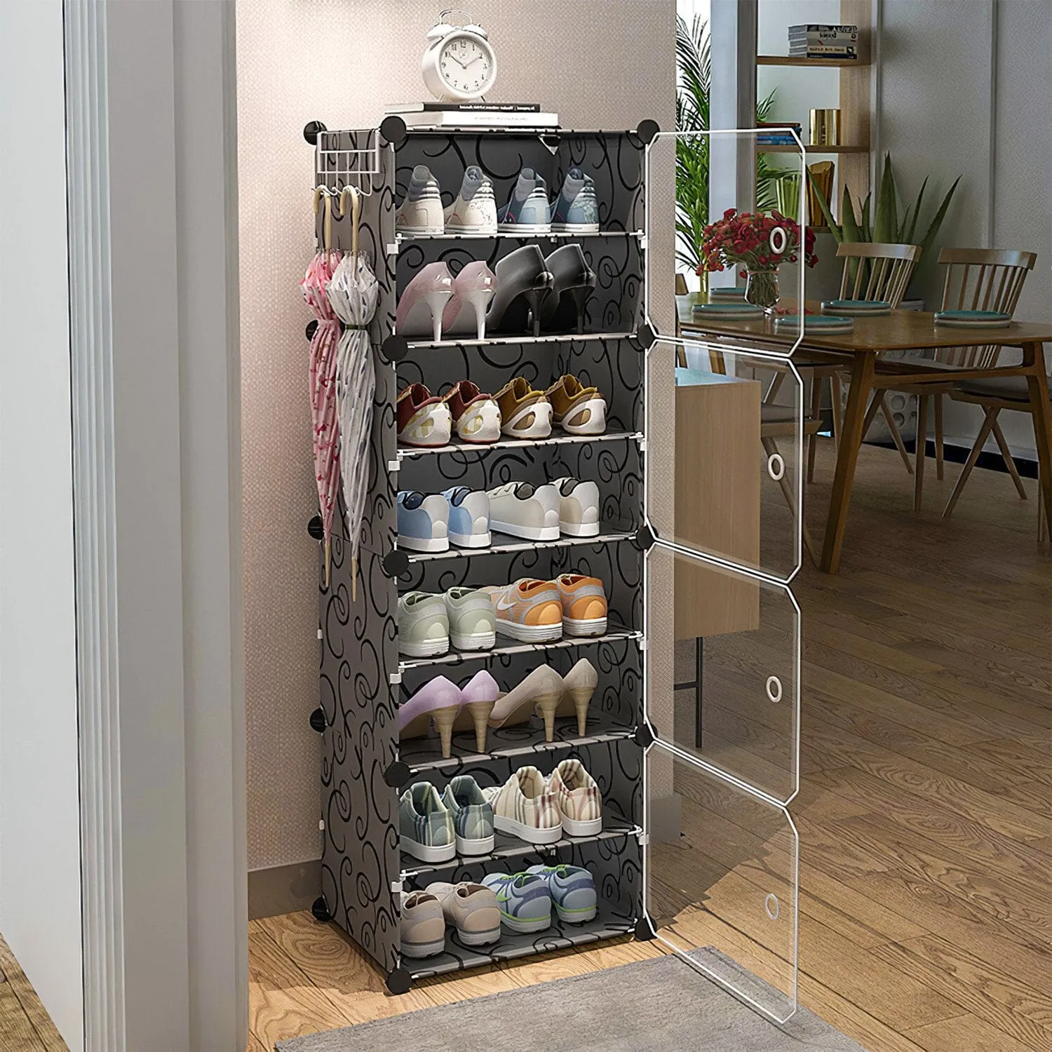 Shoe Rack Organizer with Transparent Doors