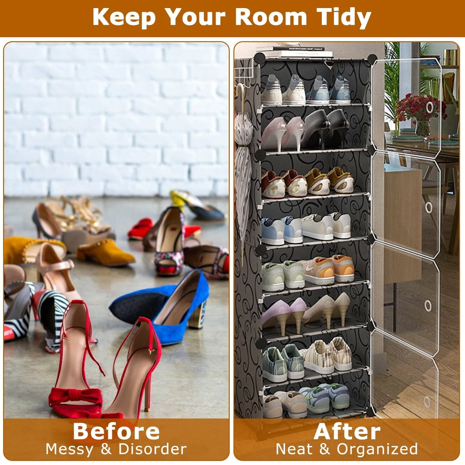 Shoe Rack Organizer with Transparent Doors