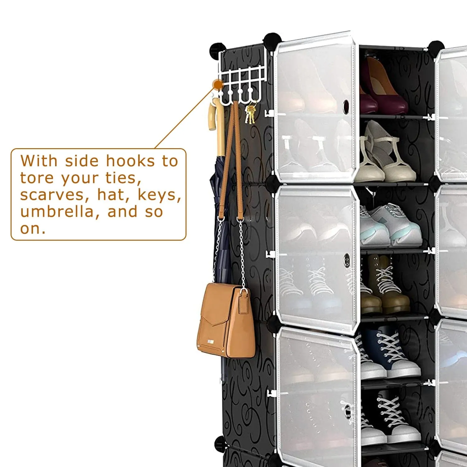 Shoe Rack Organizer with Transparent Doors