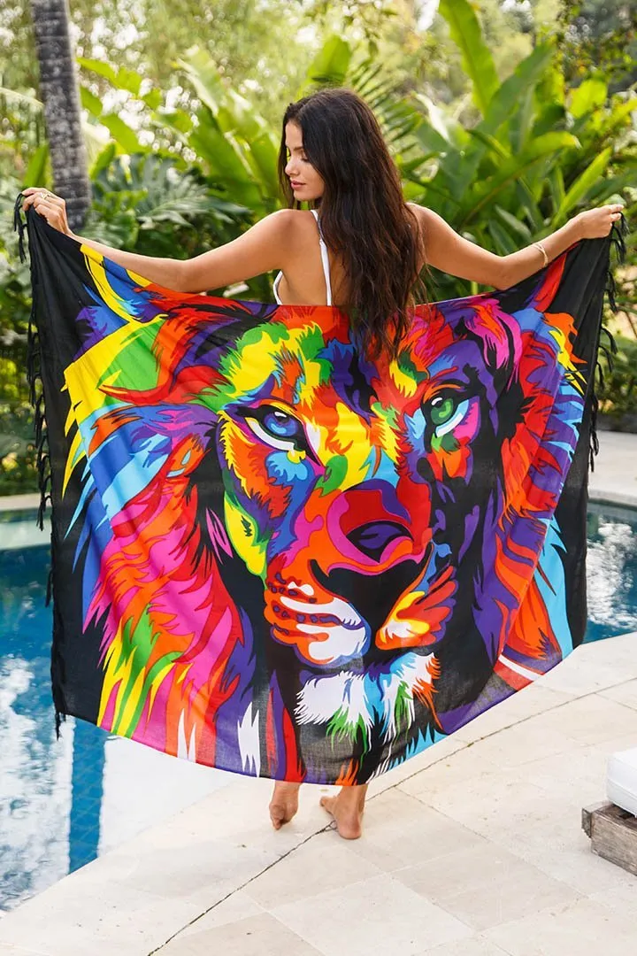 SHU-SHI Women Beach Cover Up Sarong Swimsuit Cover-Up Pareo Coverups Print