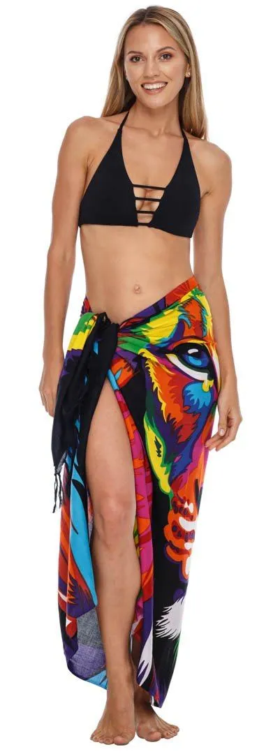 SHU-SHI Women Beach Cover Up Sarong Swimsuit Cover-Up Pareo Coverups Print