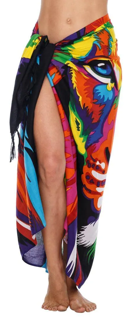 SHU-SHI Women Beach Cover Up Sarong Swimsuit Cover-Up Pareo Coverups Print