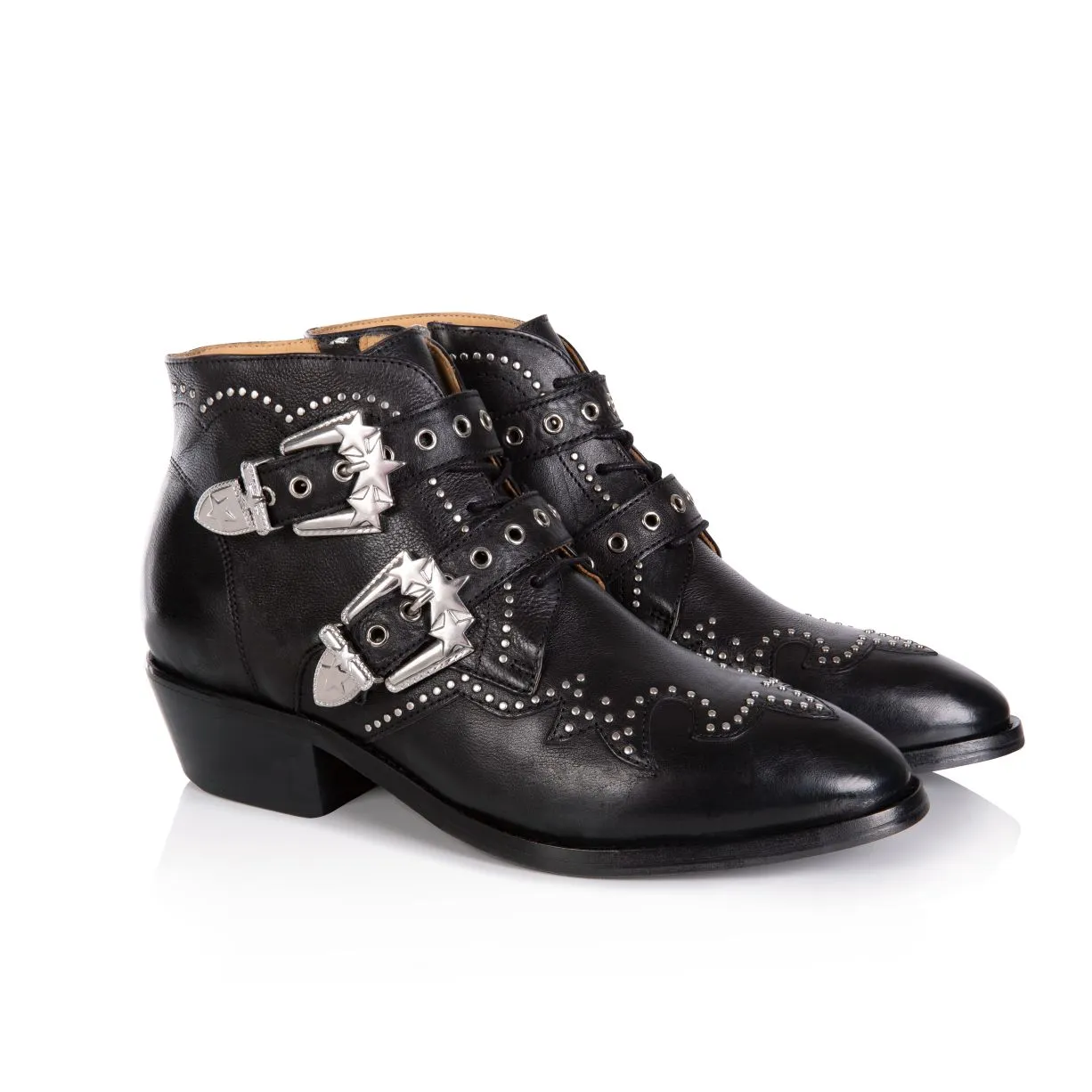 Starlight: Black Leather Ankle Boots