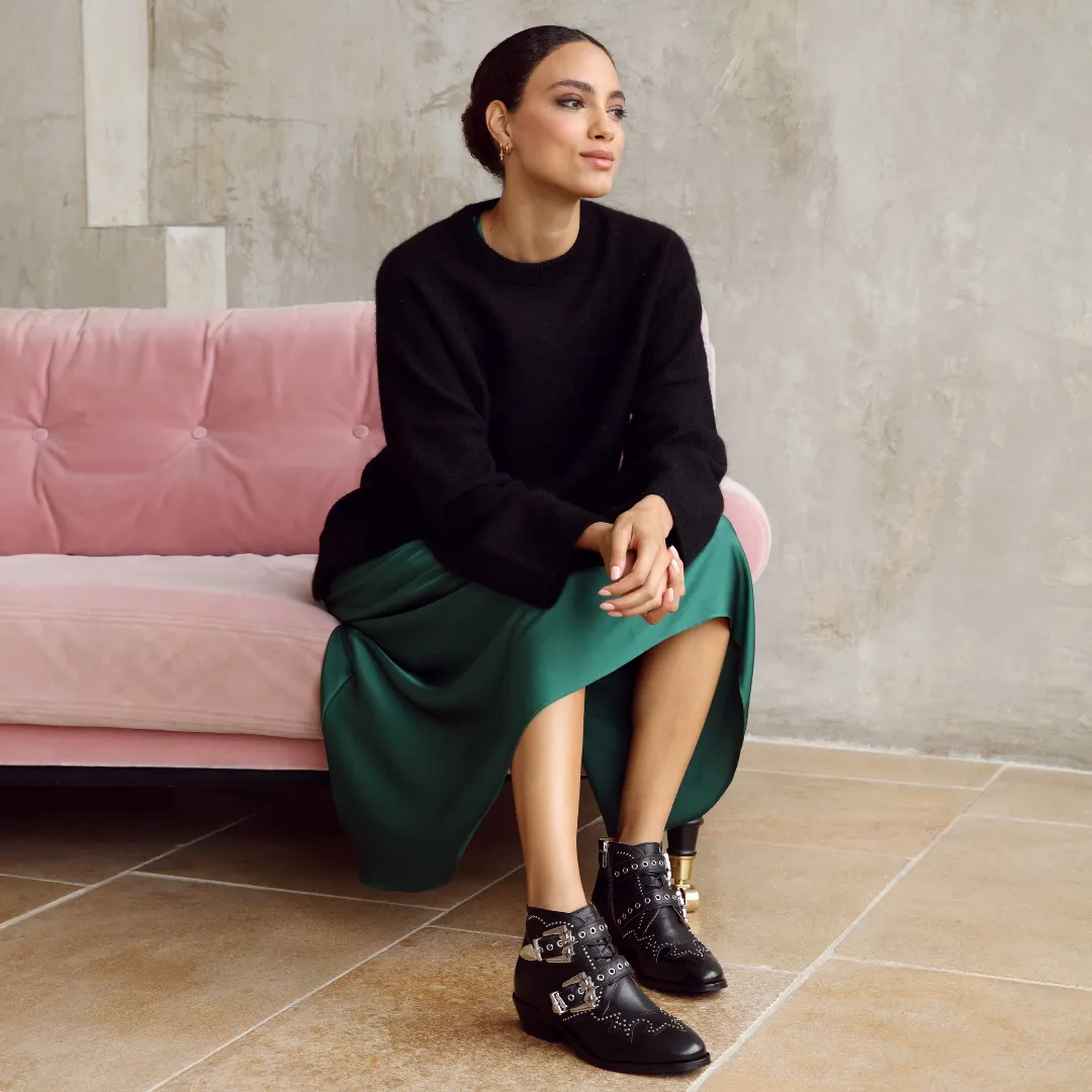 Starlight: Black Leather Ankle Boots