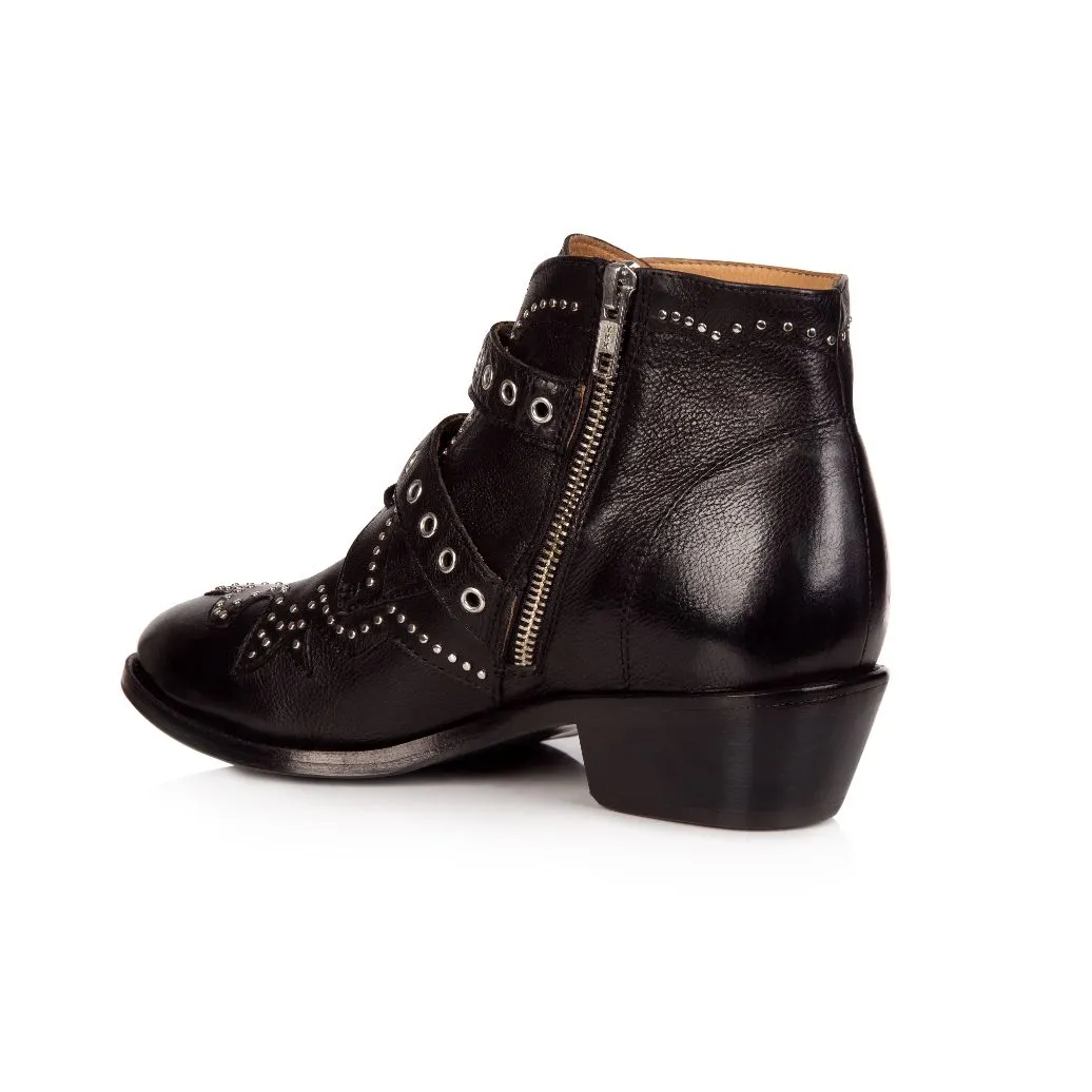 Starlight: Black Leather Ankle Boots