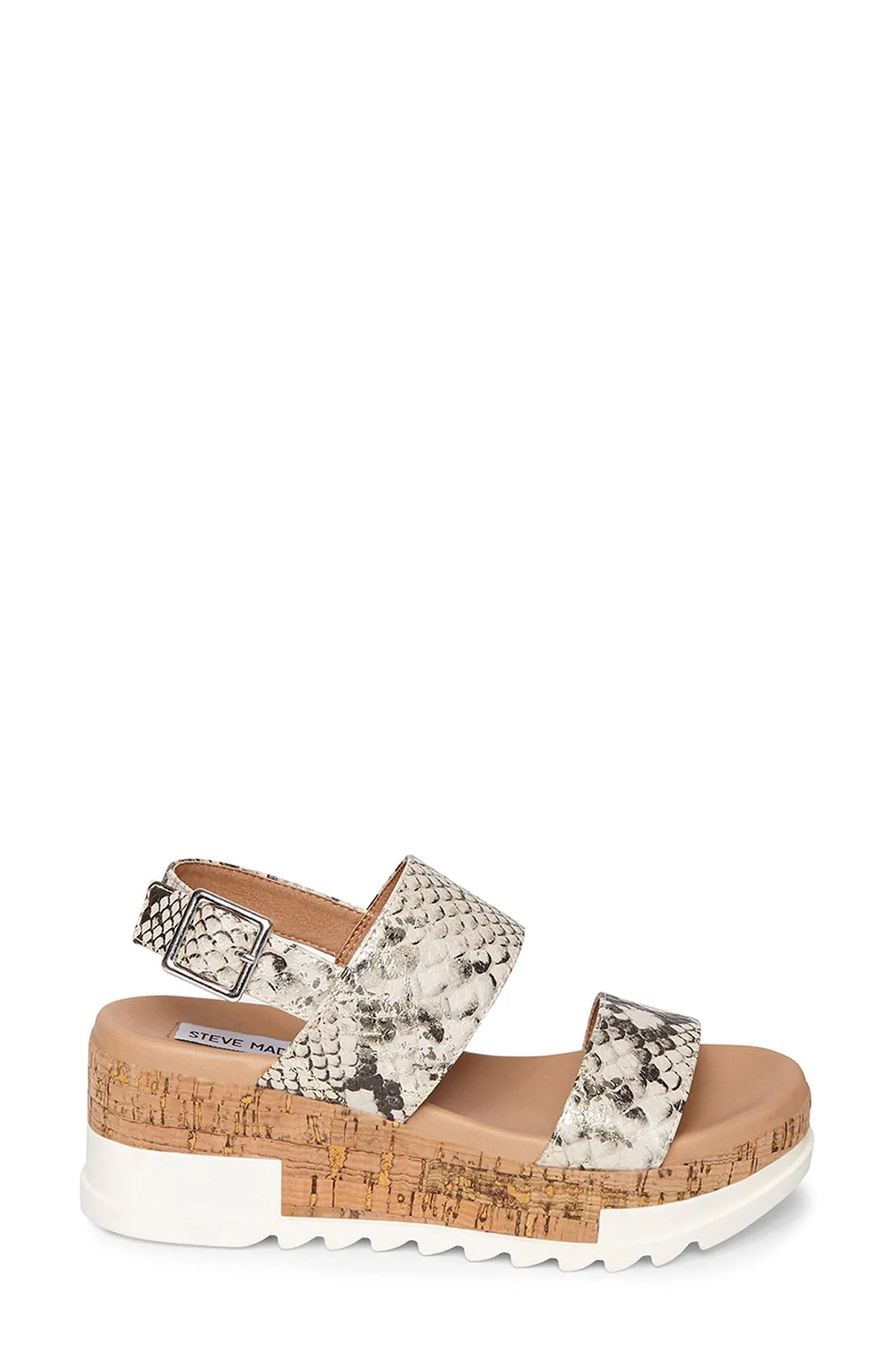 Steve Madden Brenda Leather Wedge Women's Sandal Shoes - GOLD SNAKE
