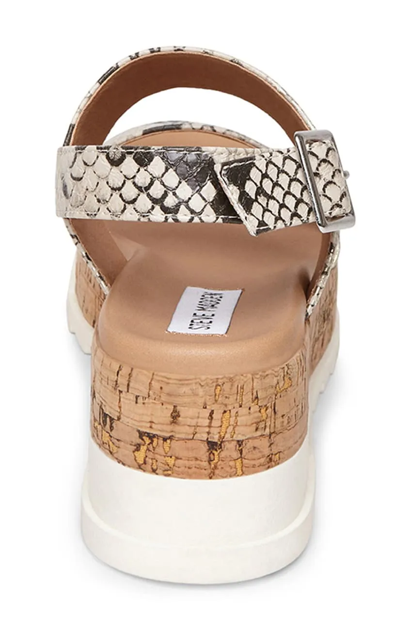Steve Madden Brenda Leather Wedge Women's Sandal Shoes - GOLD SNAKE