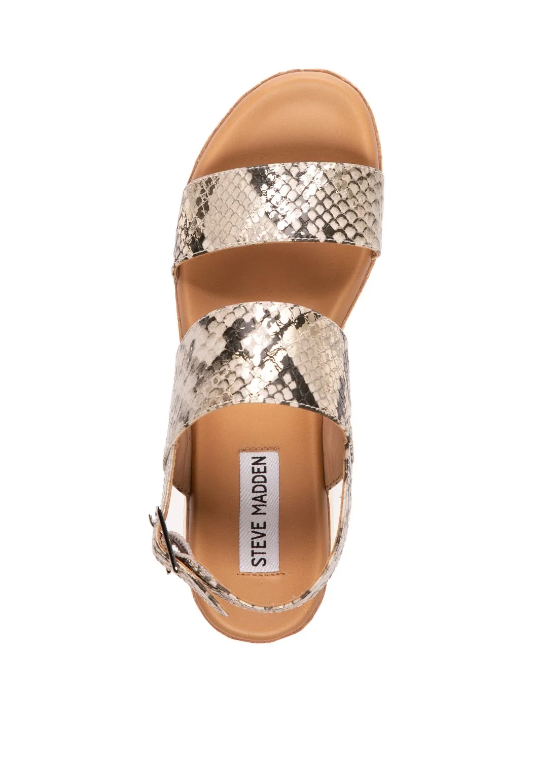 Steve Madden Brenda Leather Wedge Women's Sandal Shoes - GOLD SNAKE