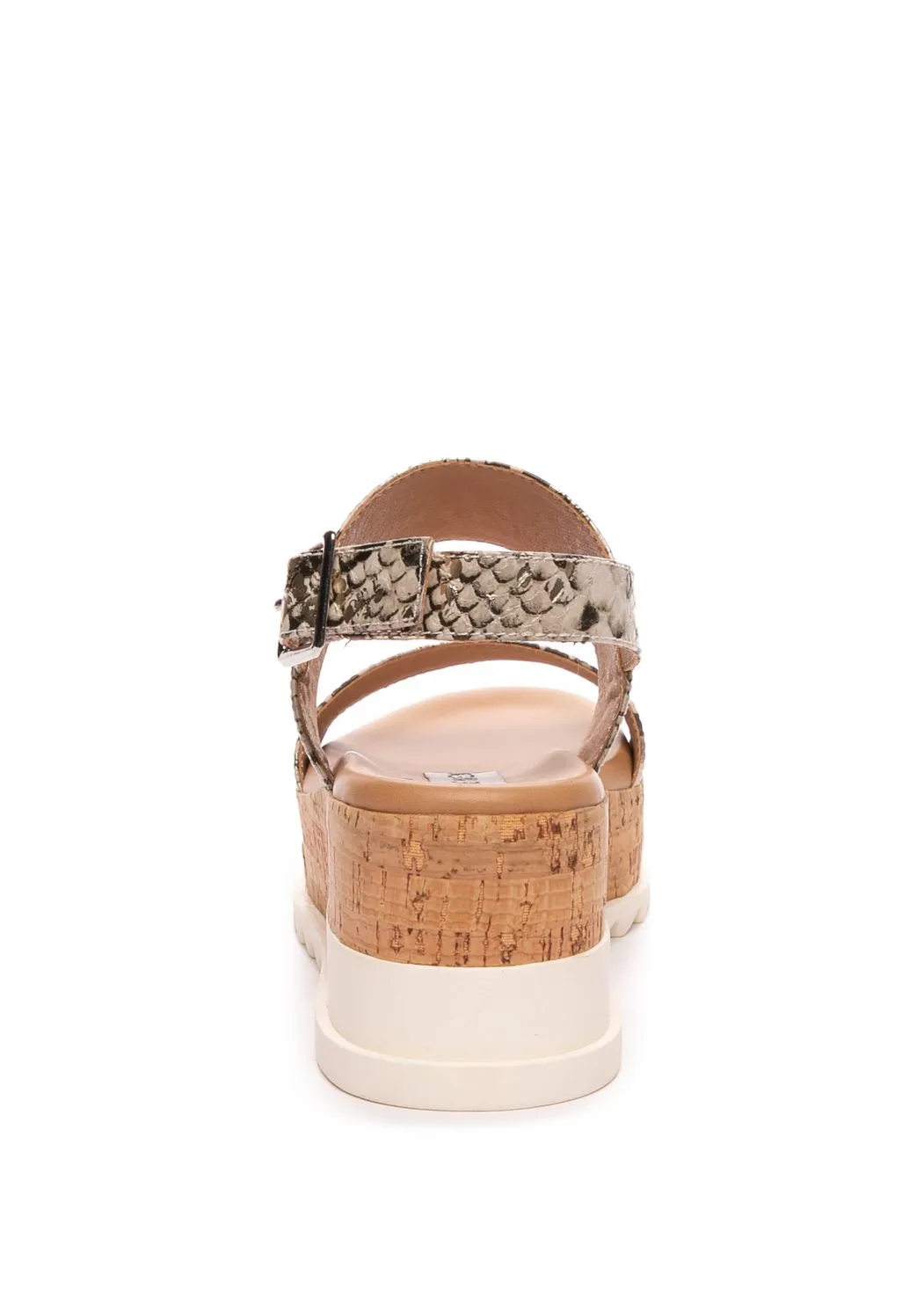 Steve Madden Brenda Leather Wedge Women's Sandal Shoes - GOLD SNAKE