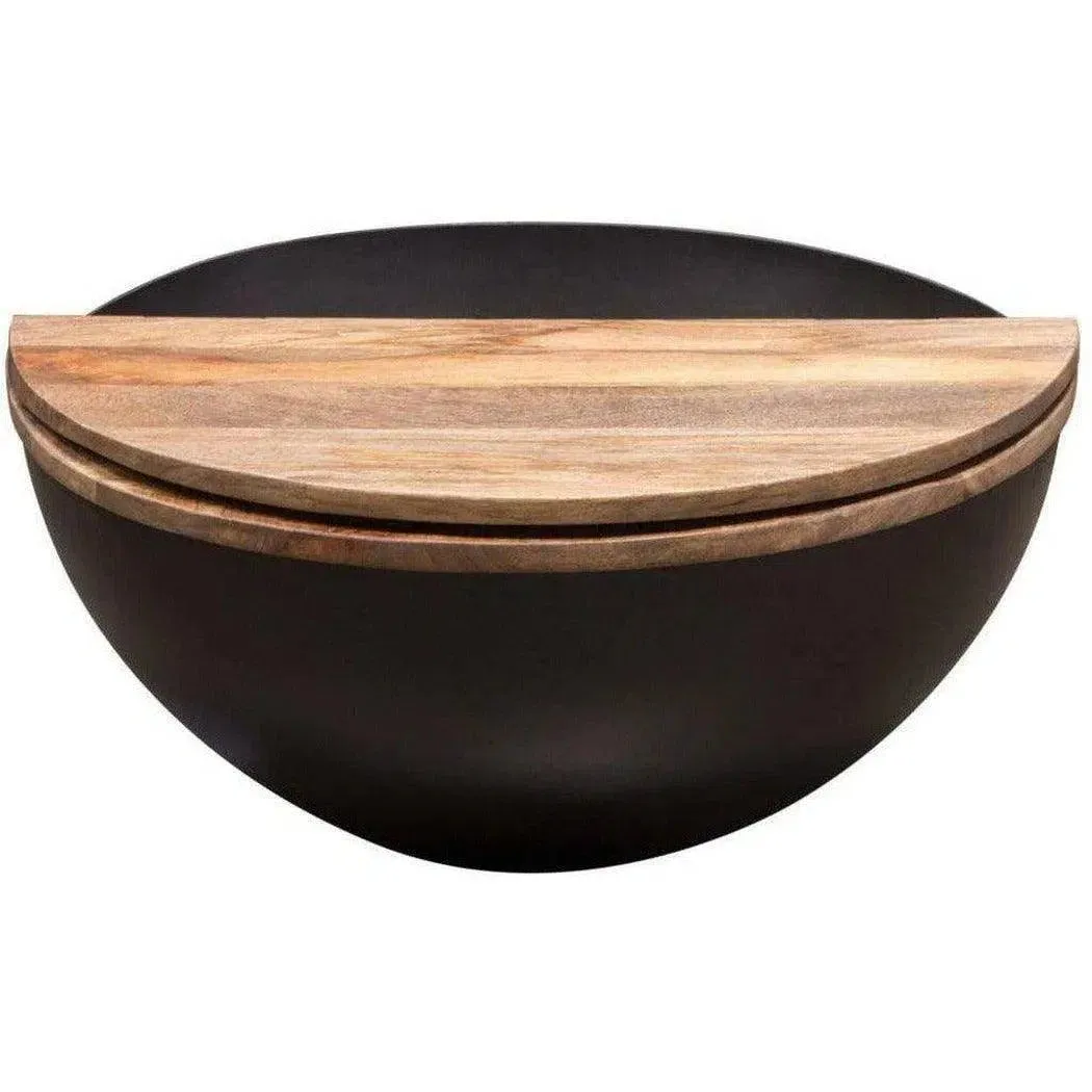 Storage Cocktail Table Natural Mango Wood Top & Metal Base
