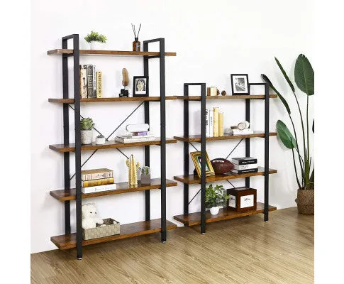 VASAGLE Bookshelf 5-Tier Industrial Stable Bookcase