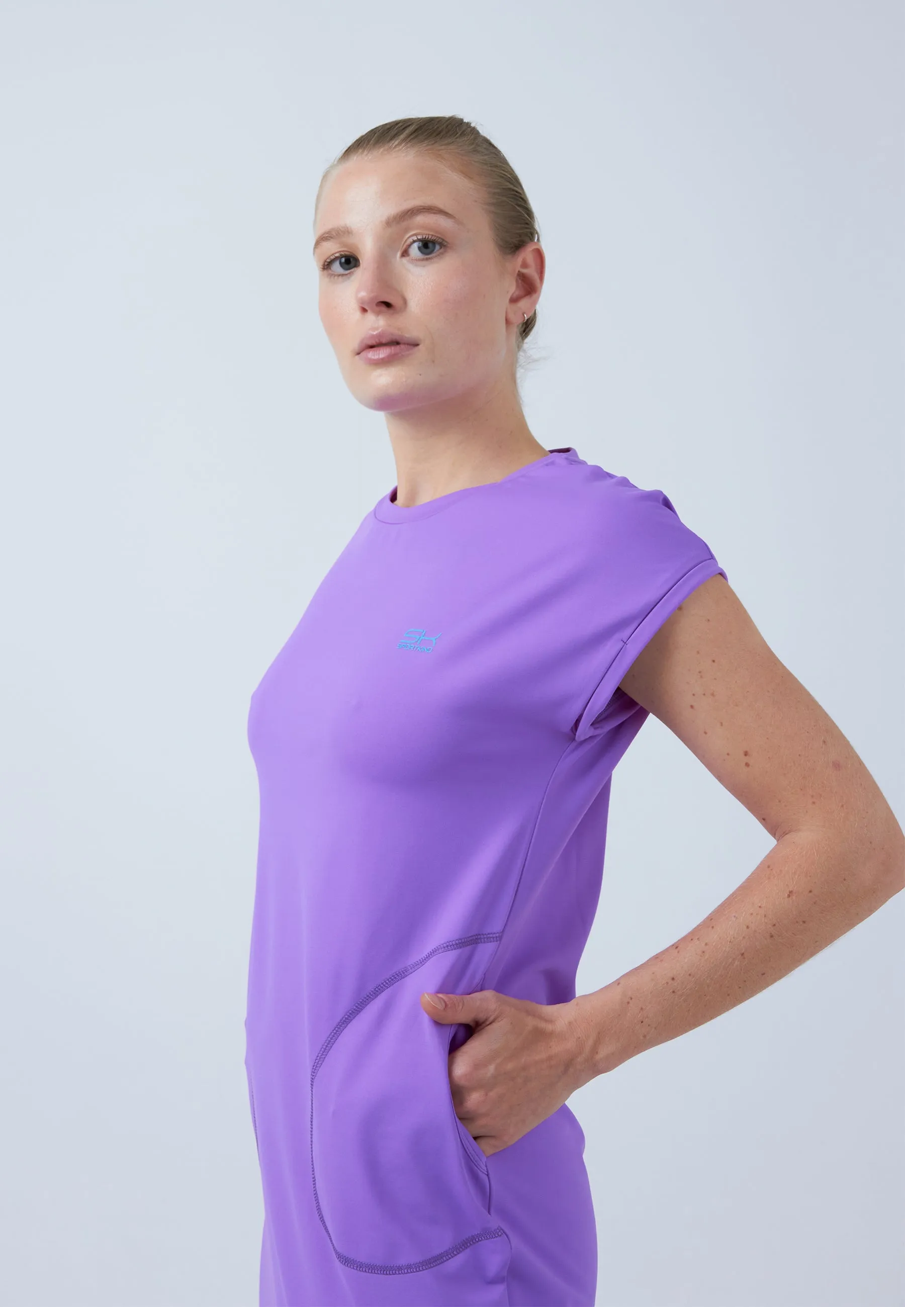 Women Tennis Dress loose-fit with pockets, purple