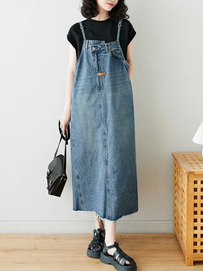 Women's Comfortable and fashionable Side Pockets Salopette Dress