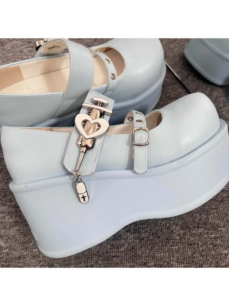 Y2K Medical Heart Syringe Charm Platform Shoes【s0000008556】