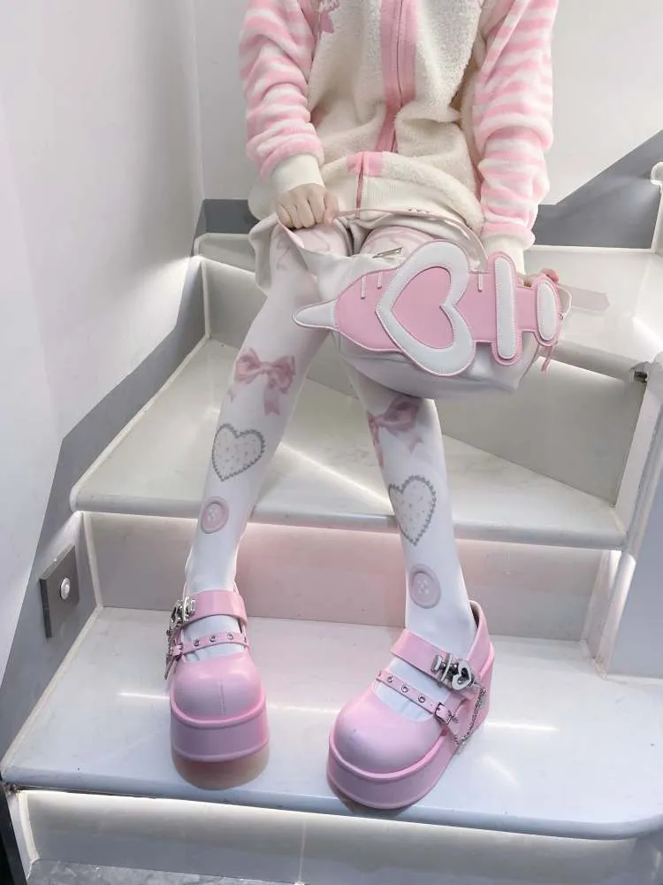 Y2K Medical Heart Syringe Charm Platform Shoes【s0000008556】
