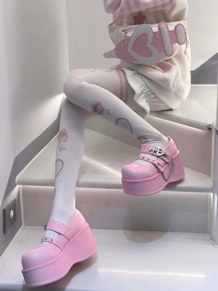 Y2K Medical Heart Syringe Charm Platform Shoes【s0000008556】