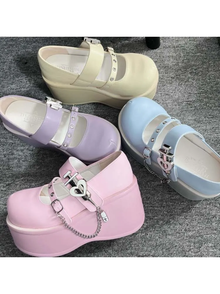 Y2K Medical Heart Syringe Charm Platform Shoes【s0000008556】