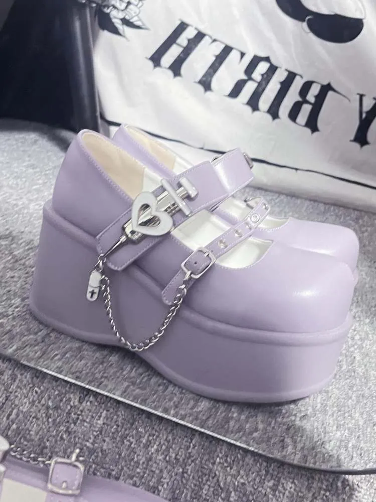 Y2K Medical Heart Syringe Charm Platform Shoes【s0000008556】